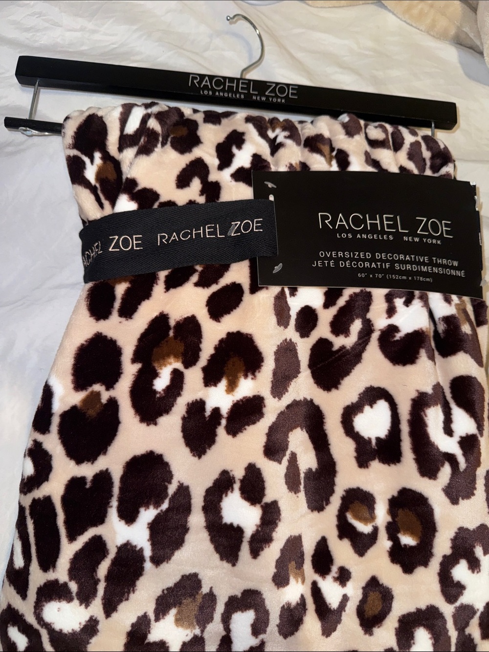 Rachel Zoe Leopard Print Decorative Throw in Brown and White